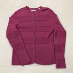 Callaway Golf Hot Pink Knit Stripe Embossed Button Up Cardigan Sweater Womens M Photo 0