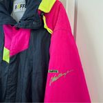 Roffe Vintage Skiwear Jacket 80s/90s Neon Color Block Black Pink Large Photo 4