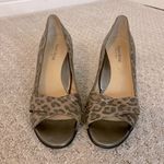 Taryn Rose  Pewter Metallic Leopard Open Toe Heels Photo 0