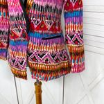 Vintage 80s 90s SpaceGirly Ikat Print Blazer‎ Jacket Multicolor Medium Pink Photo 5