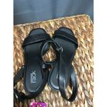 Nordstrom Rack Women's 6 M Black Leather Block Heel Square-Toe Strappy Sandals Photo 3
