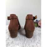 Lucky Brand Open Toes Booties Size 7.5 Tan Block Heels Buckle Closure Minimalist Photo 9