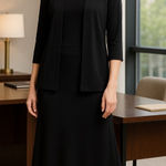 Chico's Chico’s Travelers Black 3/4 Sleeve Jacket & Maxi Skirt Set Size 8 Medium (1) Photo 0