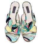Emilio Pucci  Firenze Velvet Raffia Wedge Sandals Shoes size 6 Photo 3