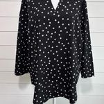 Van Heusen BLACK AND WHITE POLKA DOT BLOUSE WITH PEEKABOO VNECK AND LACE YOKE, L Photo 0