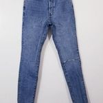 Free People We the Free Jeans High Rise Relaxed Blue Denim Button-Fly Ripped Photo 0