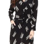 Lucky Brand  Shirtdress Drawstring Waist Long Sleeve Black White Shift Small Photo 0