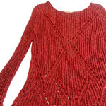 Maje  Open Weave Woven Sweater Burnt Orange Pullover Cotton Size 1 Small Women's Photo 1