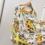 Woven Heart OS Floral Open Robe Fringe Boho Yellow Coverup Beach Summer Resort Photo 3