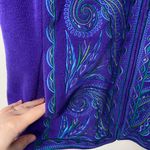 Bob Mackie NWOT Vintage  women’s purple fleece embroidered‎ fuzzy collar vest art Photo 2