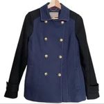 Banana Republic Women's Navy and Black Double-Breasted Coat  Large Fall Cozy Photo 0