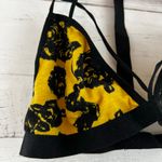 Free People NWT Yellow and Black Flocked Triangle Bralette Size S Photo 6