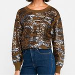 EXPRESS Sequin Camo Sweatshirt Sweater GREEN Size S NEW Photo 0