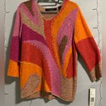 Coldwater Creek  V-Neck Sweater in Pink, Orange, and Red Photo 2
