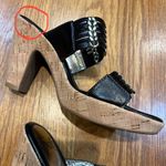 Sofft Shoes Fayann Slide Heel Sandal Black Leather Gold Metallic Cork Heel Size 7 Photo 7