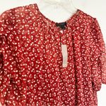 J.Crew J. Crew Ruched Sleeve Sparkle Floral Top Blouse Women's Medium Brown Boho Fairy Photo 3