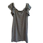 Ralph Lauren Lauren  on/off shoulder cotton blue/cream striped‎ dress. XL. NWT Photo 2