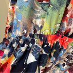 Prevett Colorful Abstract Print Front Zipper Sun Dress SZ Large Red Photo 3