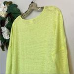Anthropologie Blue Tassel Neon Yellow Linen Tunic Top XS Photo 6