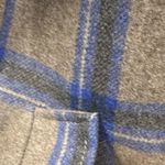 V Los Angeles Wool Blue Gray Plaid Zip Pea Coat Jacket Hooded Double Breasted L Size L Photo 8