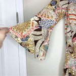 Umgee Bohemian Multicolor Printed Bell Sleeve Ruffle Hem Mini Dress Size L Photo 6