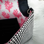 Stella & Dot | City Slim Black White Woven Raffia Coral Clutch Bag Purse | OS Photo 6