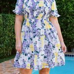 ODDY Boutique Lilac Blooms Smocked Puff Sleeve Dress Size Small Purple Photo 0