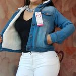 Sherpa Lined Denim Jacket Size S Blue Photo 0