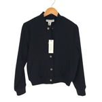 Rachel Zoe Womens Snap Front Baseball Bomber Jacket Black Size Medium NWT Photo 1