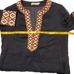 Tory Burch Tunic Long Sleeve Top Navy Size 4 Tribal Beach Cover Embroider Sheer Photo 9
