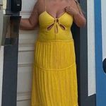JONATHAN SIMKHAI Daffodil Lina Lightweight Crinkle Teardrop Cutout Maxi Dress L Yellow Size L Photo 5