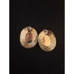 Glamorous Oval Gemstone Stud Earrings Gold Tone Rhinestone Accent Women Photo 3