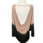 Venus Pink and Black Dip Die Ombré Long Sleeve Top Draped Back M Photo 2