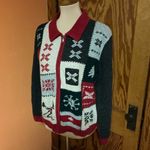 Vtg Y2K snowflake winter zip down cardigan Size L Photo 9