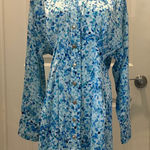 ZARA  Blue Patterned Button-Up Dress in Large Photo 0