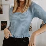 Vestique Baby Blue Ribbed Sweater Blouse Medium Photo 0