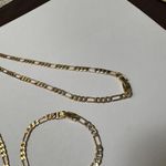 Gold Tone Fargo Chain 7 1/4 In Bracelet & 31 1/2 Inch Necklace Set Photo 2