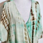 Chic Soul  Green and Brown Tie-Dye Boho Blouse Size 2XL Green Tie-Dye Blouse Photo 3