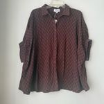 Pinkblush  Anniewear Brown Checker Short Sleeve Oversized Maternity Blouse S NWT Photo 3