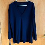 J Crew Navy Blue V Neck Bell Sleeve Tie Detail Sweater Knit Top Womens Size L Size L Photo 0