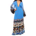 Farm Rio Anika Tiles Blue Maxi Dress in Blue, Size S Photo 1