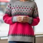 MWT JohnPaulRichard Pink and Gray Crew Neck Sweater size M Size M Photo 0