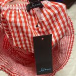 Soprano NWT  Orange Gingham Off the Shoulder Blouse Photo 2