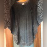 CAbi  Women’s Charcoal Grey Metallic PullOver Button Closure Poncho Sweater-S Photo 7