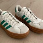 Adidas  Cream and Green Sneakers with Brown Sole Photo 0