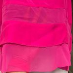 Parker  Small Hot Pink 100% Silk Tank Top Tie Straps Sheer Panels Scoop Neck NWOT Photo 3