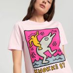 Keith Haring NWT  Knokke 87 T-shirt Cotton Pink Licensed Products Tee Size S Photo 0
