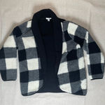 Sonoma  | Black & White Buffalo Check Plaid Open-Front Teddy Jacket  | Large Photo 0