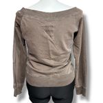 Old Navy Womens Y2K Sweatshirt Wide Boat Neck Graphic Print Banded Hem Brown Lar Photo 3