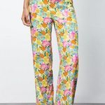 ZARA NWOT  Satin Effect High Waist Floral Pants Size XS Photo 0